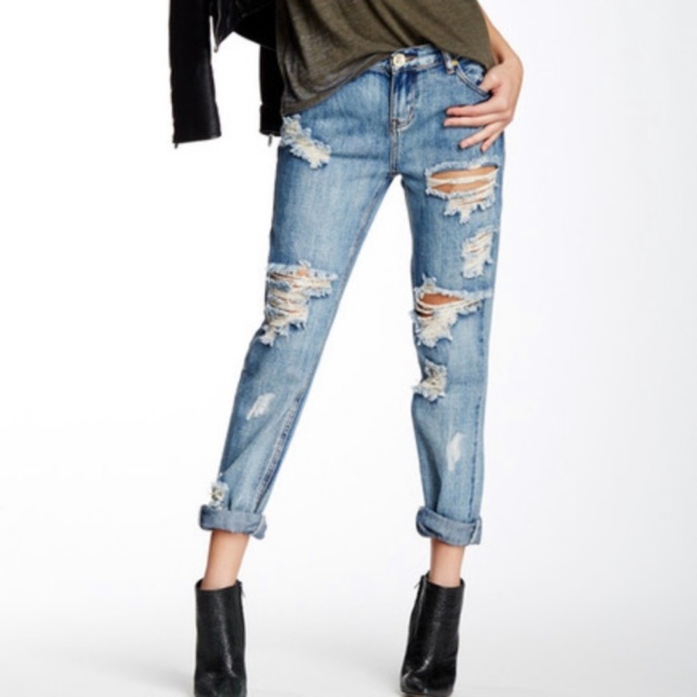 One Teaspoon Awesome Baggies Destroyed Jeans